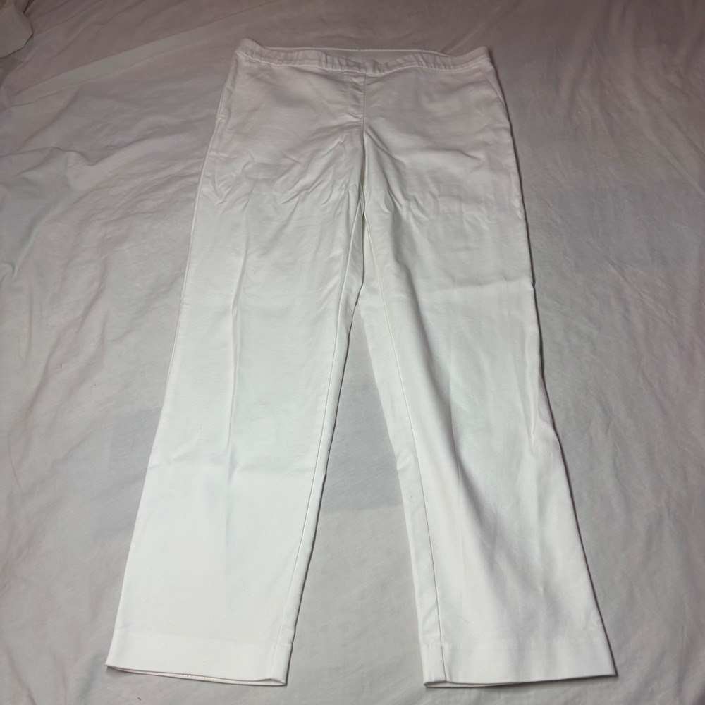 J. Jill White Stretch Pull On Straight Leg Pants Womens 14 Cotton Blend